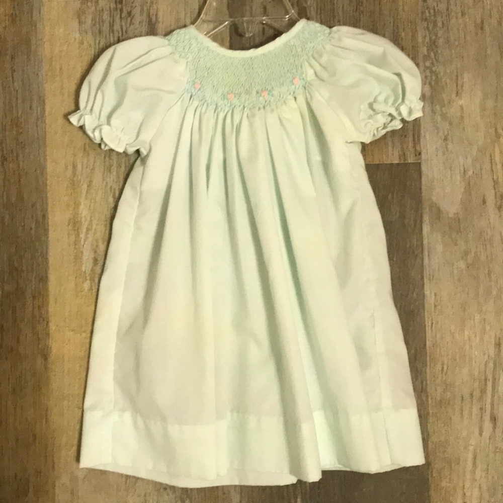 Petit ami mint smocked dress